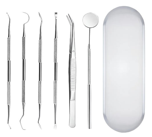 Juego De Herramientas Dentales De 6 Piezas En Acero Inoxidab Plateado